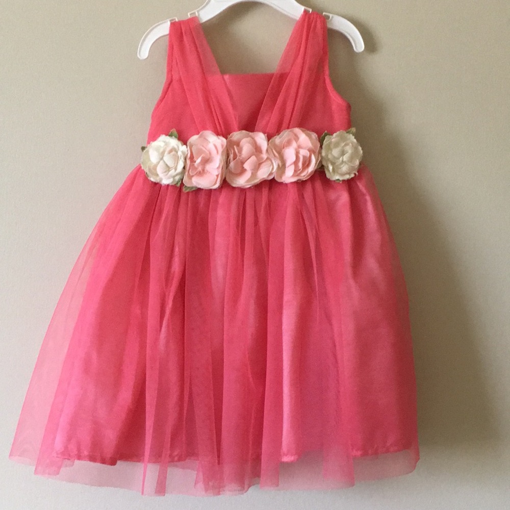 Tulle dress with flower waistband